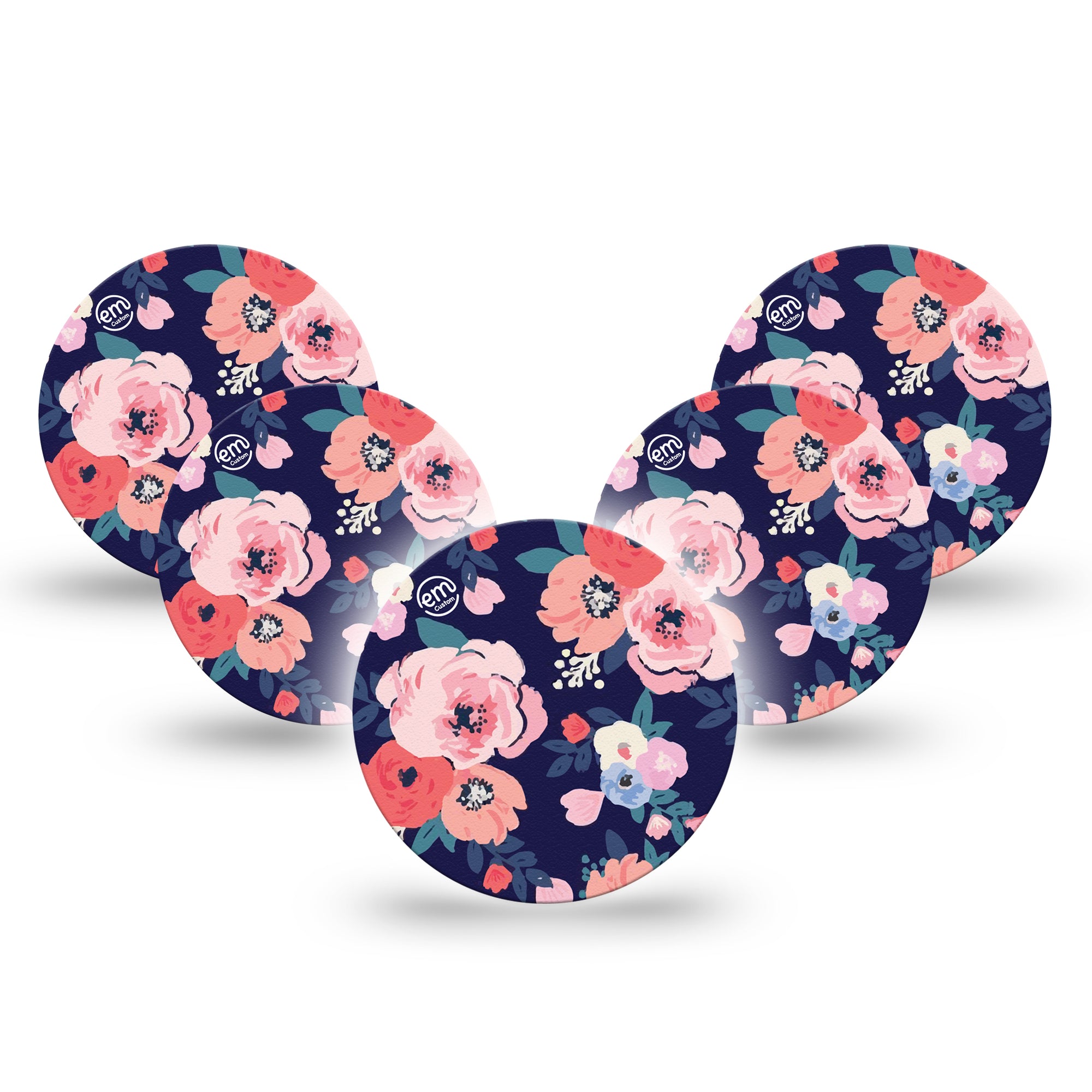 ExpressionMed Painted Flower Variety Libre 3 Overpatch, 5-Pack, Floral Variety Inspired, CGM Adhesive Tape Design