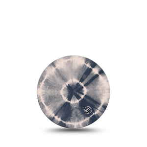 ExpressionMed Overcast Tie Dye Libre 3 Overpatch, Single, Gray Tie Dye Inspired, CGM Adhesive Tape Design