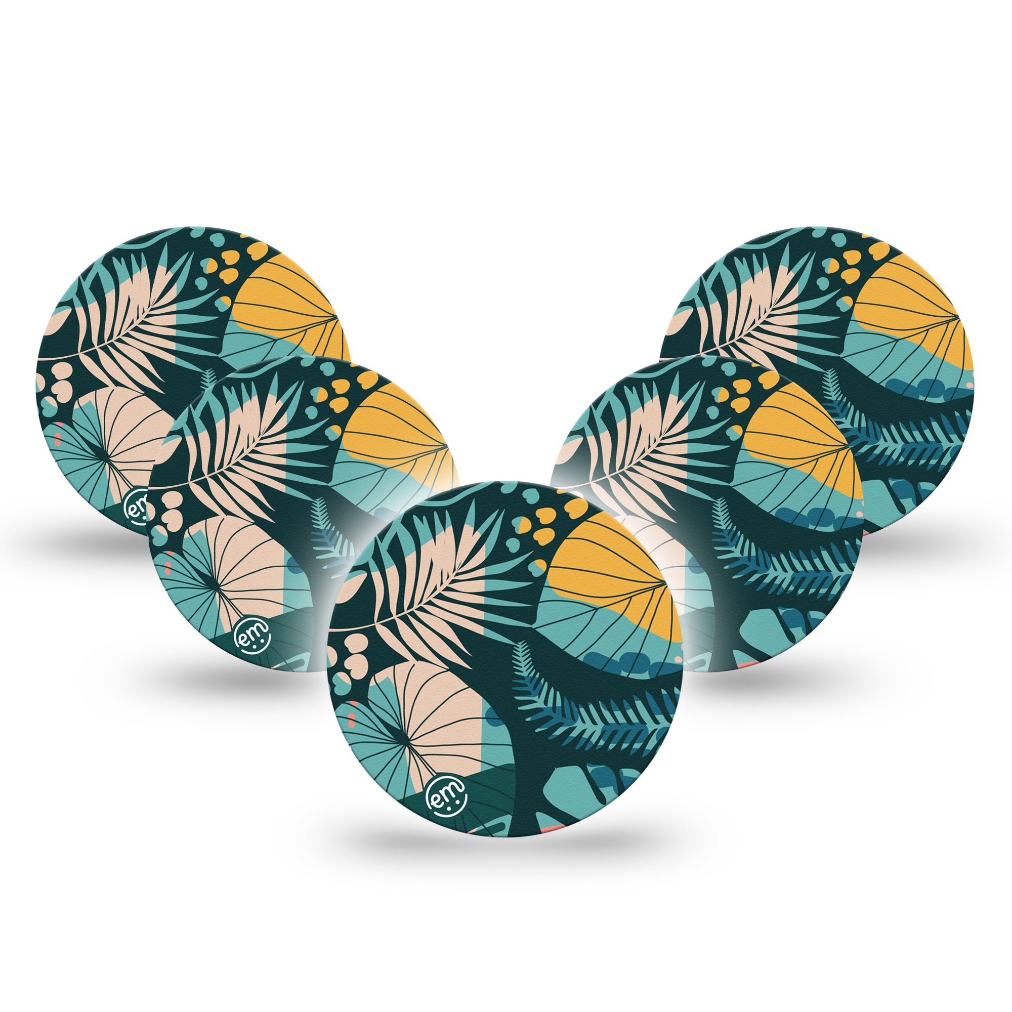 ExpressionMed Jungle Tropics Libre 3 Overpatch, 5-Pack, Exotic Plants Inspired, CGM Adhesive Tape Design