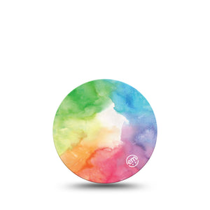 ExpressionMed Rainbow Clouds Libre 3 Overpatch, Single, Multicolored Clouds Inspired, CGM Adhesive Tape Design