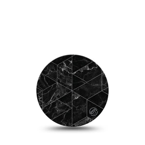 Black Marble Libre 3 Overpatch, Single, Black Marble and Geometric Pattern CGM Adhesive Tape Design