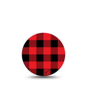 ExpressionMed Lumberjack Libre 3 Overpatch, Single, Red & Black Plaid Inspired, CGM Adhesive Tape Design