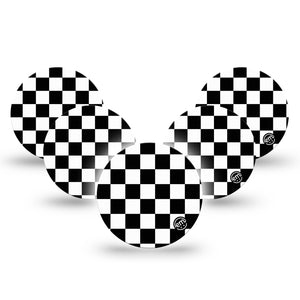 Checkered Libre 3 Overpatch, 5-Pack, Classic Black White Checker Pattern CGM Adhesive Tape Design