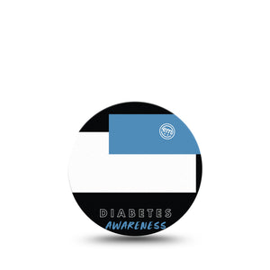 ExpressionMed Diabetes Awareness Libre 3 Overpatch, Single, Blue, Black & White, CGM Adhesive Tape Design