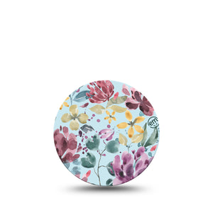 Botanical Blooms Libre 3 Overpatch, Single, Watercolored Flowers Themed, CGM Fixing Ring Tape Design