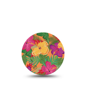 Bright Hibiscus Libre 3 Overpatch, Single, Tropical Flowers Inspired, CGM Fixing Ring Tape Design