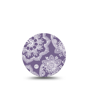 ExpressionMed Purple Henna Libre 3 Overpatch, Single, Traditional Flower Art Inspired, CGM Adhesive Tape Design