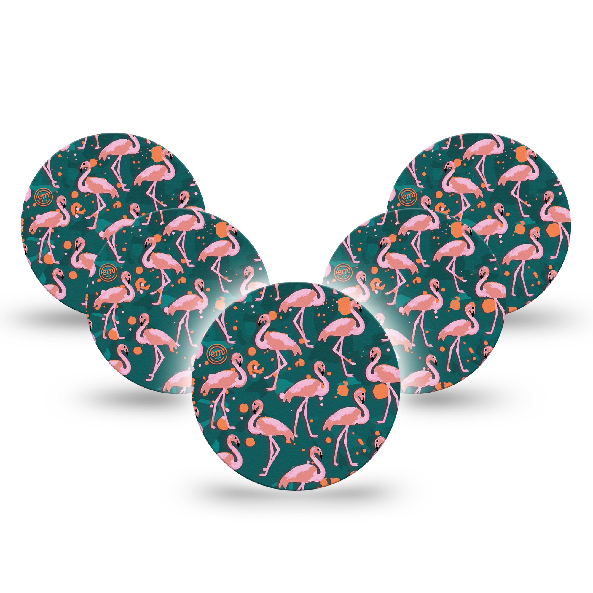 ExpressionMed Flamingos Libre 3 Overpatch, 5-Pack, Walking Group Of Flamingos Inspired, CGM Adhesive Tape Design