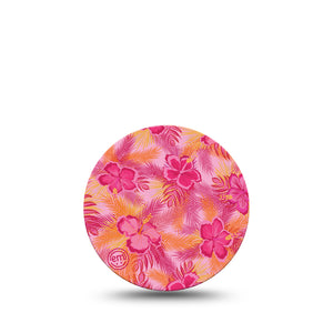 ExpressionMed Pink Hibiscus Libre 3 Overpatch, Single, Pink Tropical Florals Inspired, CGM Adhesive Tape Design