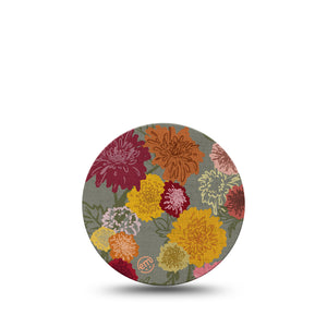 Chrysanthemums Libre 3 Overpatch, Single, Somber Blooms CGM Adhesive Tape Design