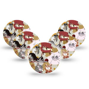 ExpressionMed Kitty Cat Libre 3 Overpatch Tape, 5-Pack, Adorable Kitties Themed, CGM Adhesive Tape Design