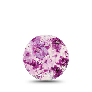 ExpressionMed Violet Orchids Libre 3 Overpatch, Single, Purple Petals Themed, CGM Adhesive Tape Design