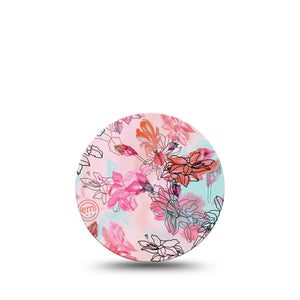 ExpressionMed Whimsical Blossoms Libre 3 Overpatch, Artsy Florals Inspired, CGM Adhesive Tape Design