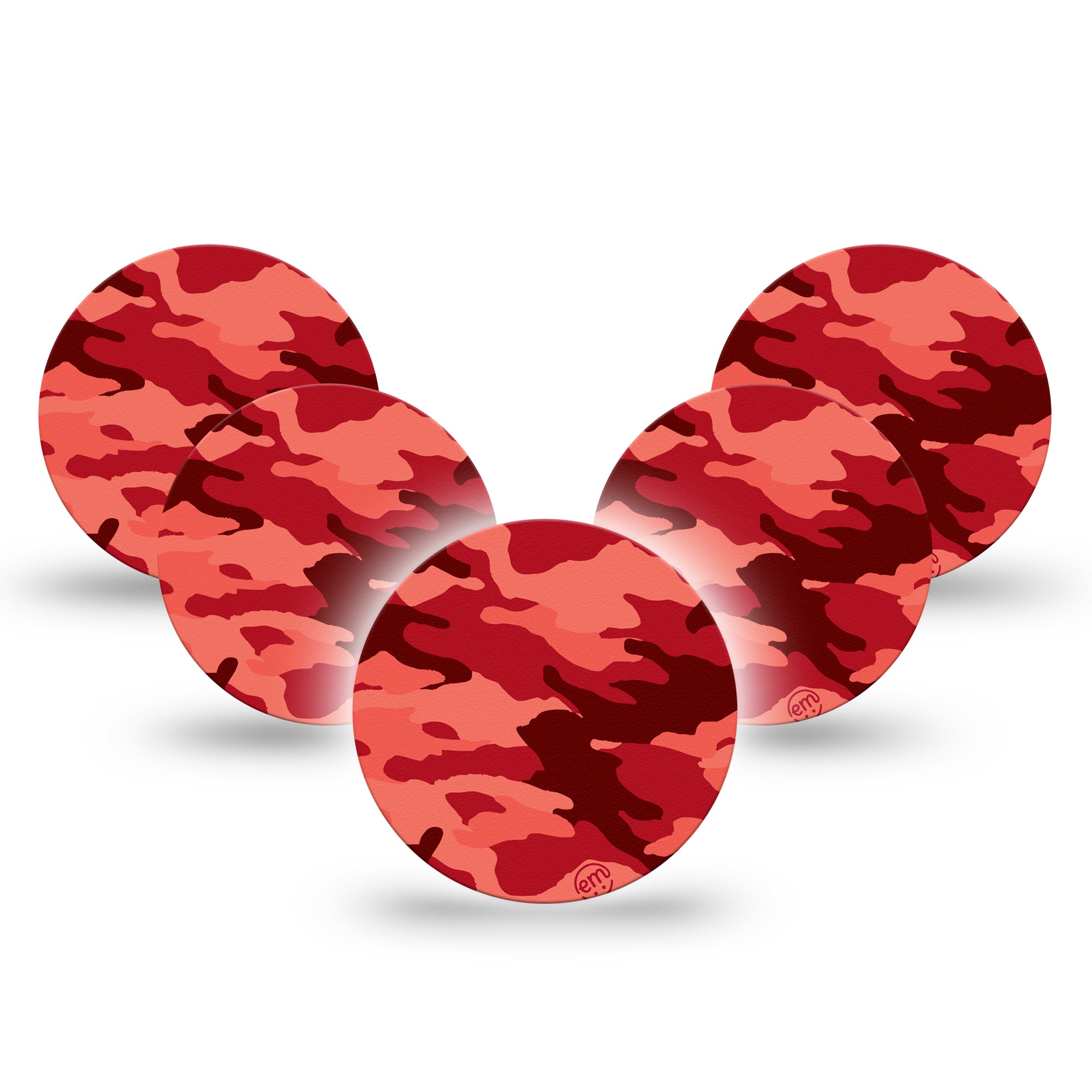 ExpressionMed Red Camo Libre 3 Overpatch, 5-Pack, Shades of Red Camouflage Themed, CGM Adhesive Tape Design