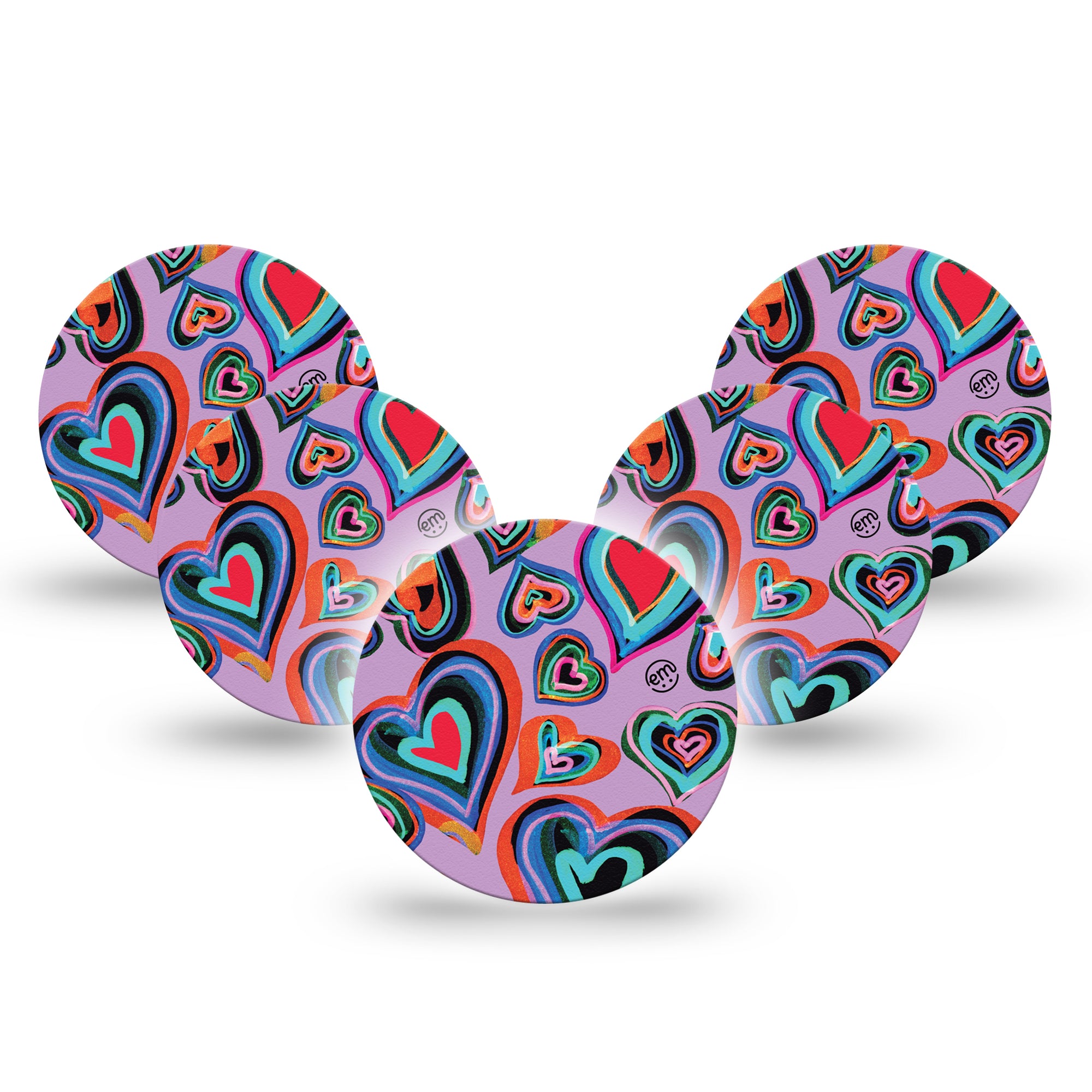 ExpressionMed Neon Hearts Libre 3 Overpatch, 5-Pack, Bright Neon Hearts Themed, CGM Adhesive Tape Design