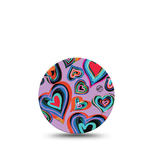 ExpressionMed Neon Hearts Libre 3 Overpatch, Single, Bright Fluorescent Hearts Themed, CGM Adhesive Tape Design