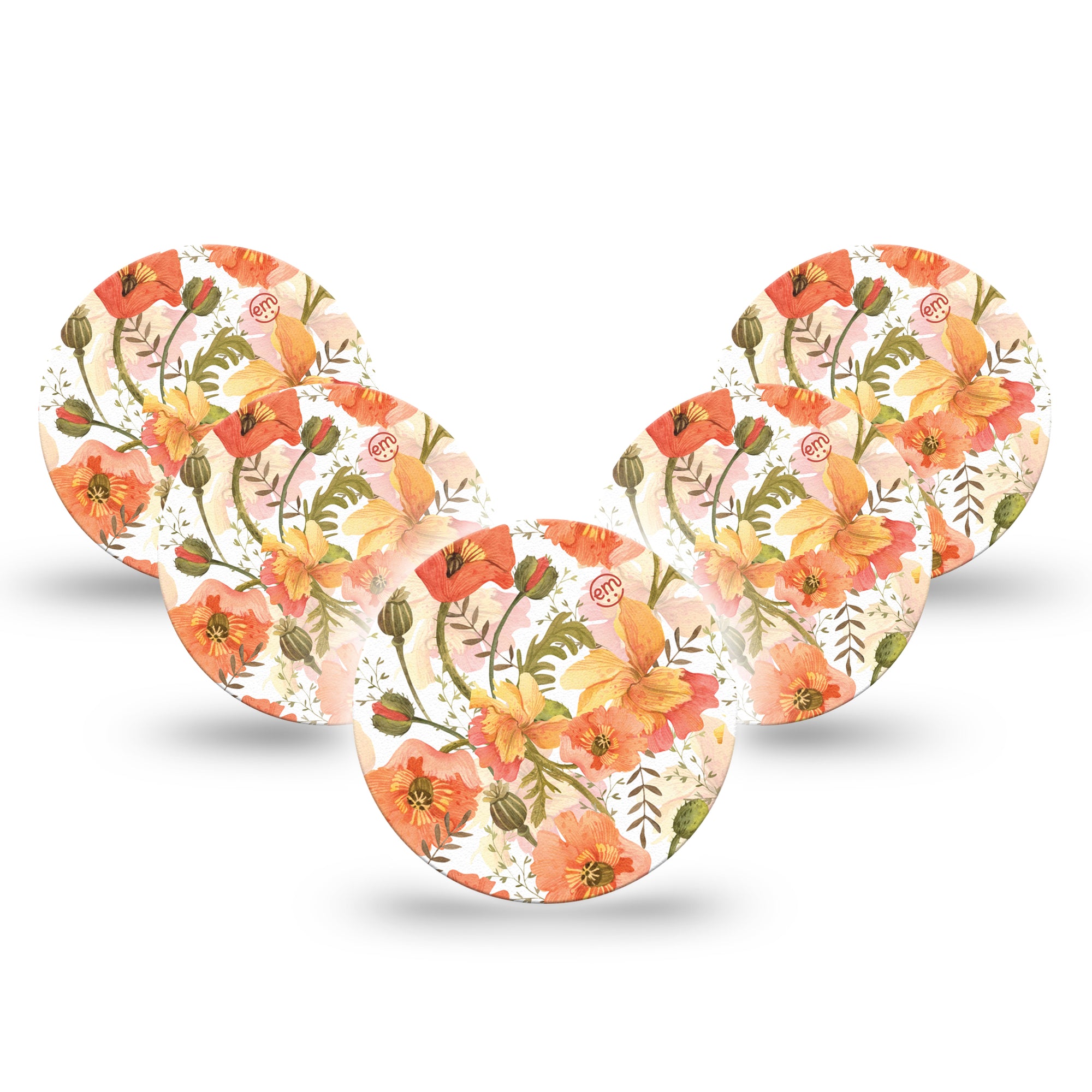 ExpressionMed Peachy Blooms Libre 3 Overpatch Tape, 5-Pack, Blooming Peaches Inspired, CGM Adhesive Tape Design