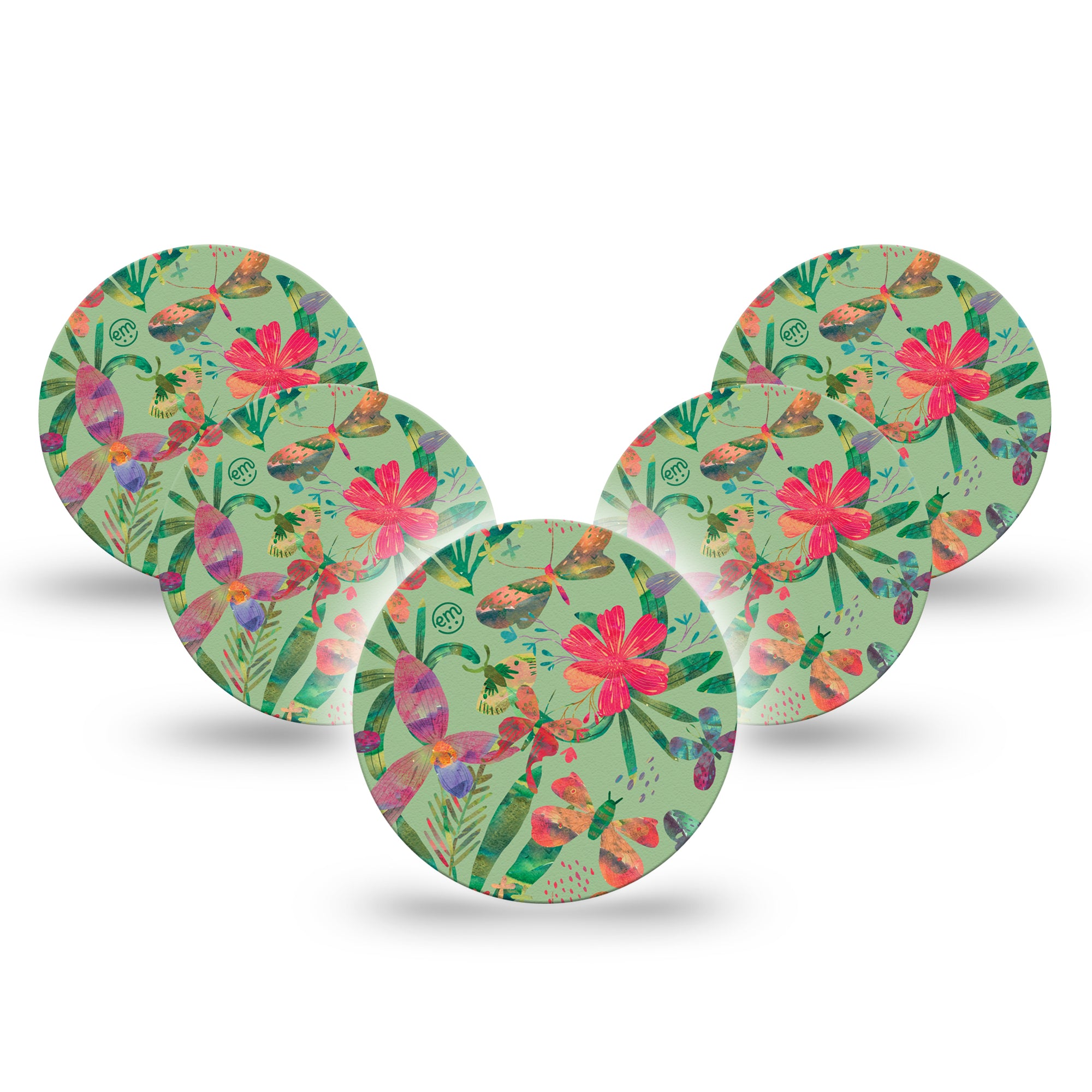 ExpressionMed Garden Butterflies Libre 3 Overpatch, 5-Pack, Butterflies and Flowers Themed CGM Adhesive Tape Design