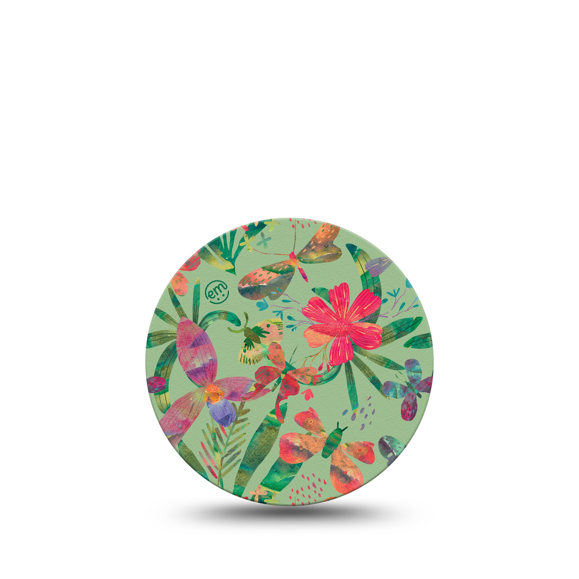 ExpressionMed Garden Butterflies Libre 3 Overpatch, Single, Butterflies and Flowers Inspired, CGM Adhesive Tape Design