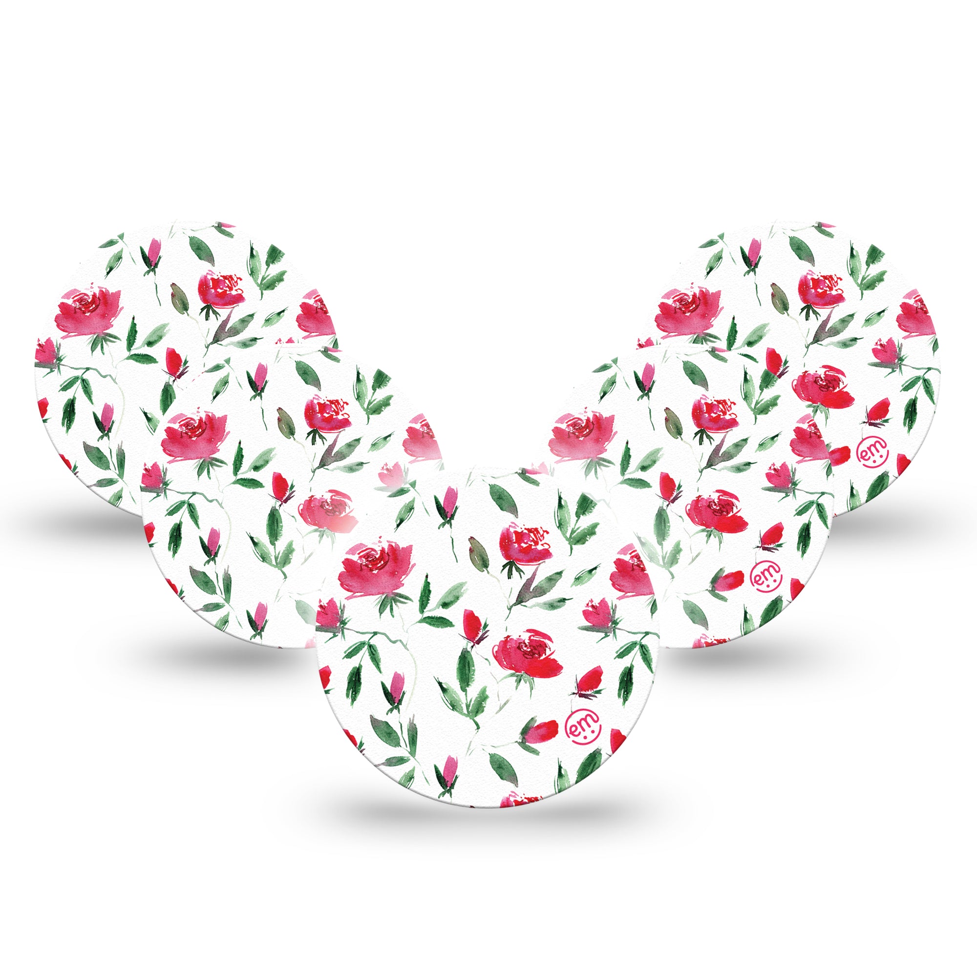 ExpressionMed Rose Garden Libre 3 Overpatch, 5-Pack, Pink Roses Inspired, CGM Adhesive Tape Design