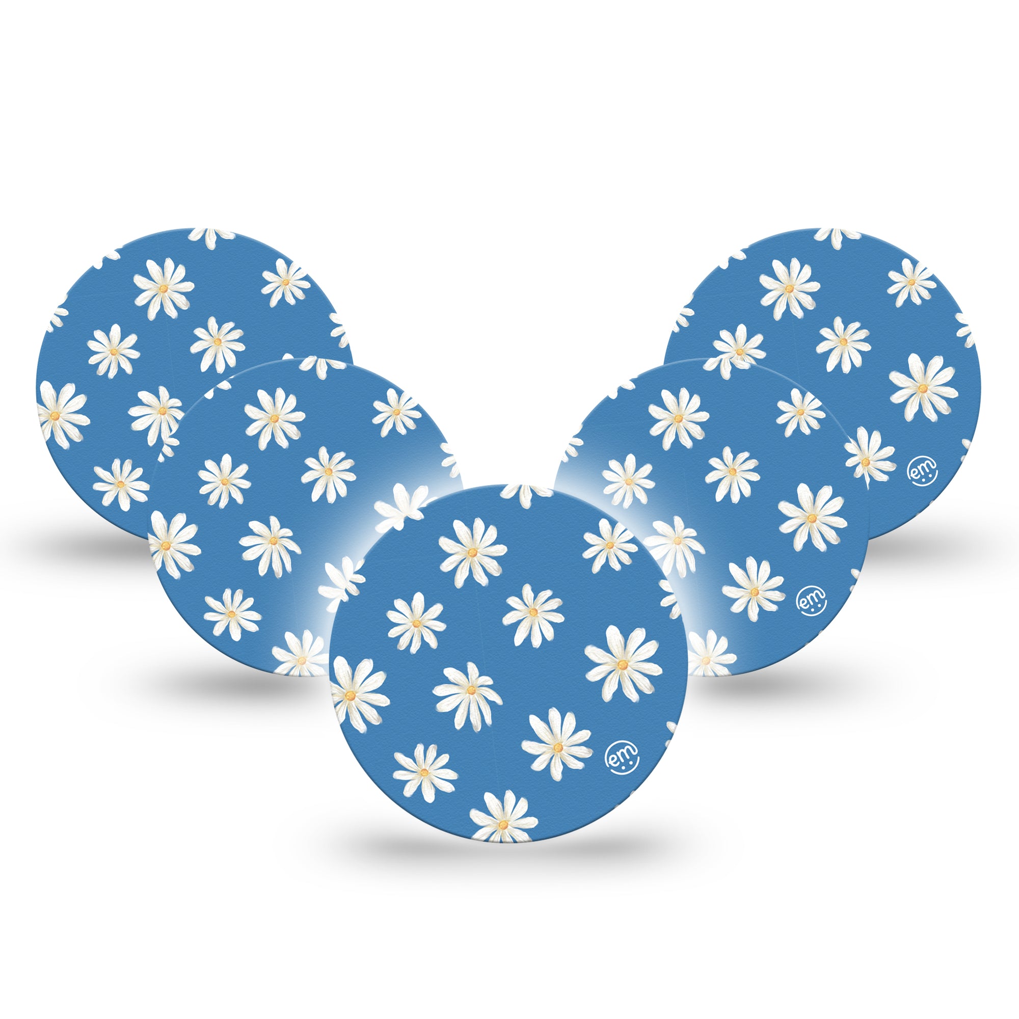 ExpressionMed Painted Daisies Libre 3 Overpatch, 5-Pack, Dainty Daisy Themed, CGM Adhesive Tape Design