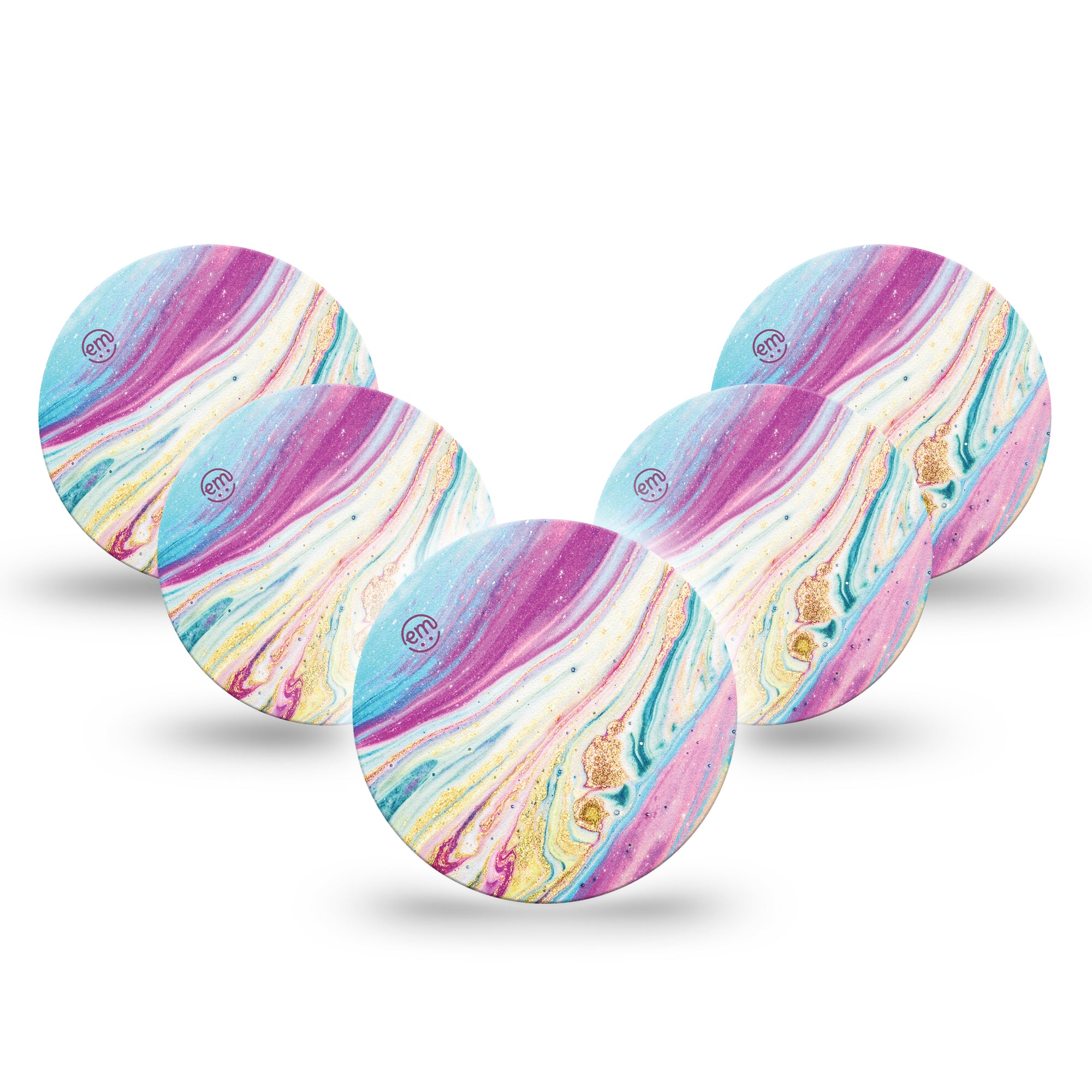 ExpressionMed Shimmering Marble Libre 3 Overpatch, 5-Pack, Glittering Swirls Themed, CGM Adhesive Tape Design