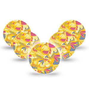 ExpressionMed Yellow Butterfly Wings Libre 3 Overpatch, 5-Pack, Abstract Wings Inspired, CGM Overlay Tape Design