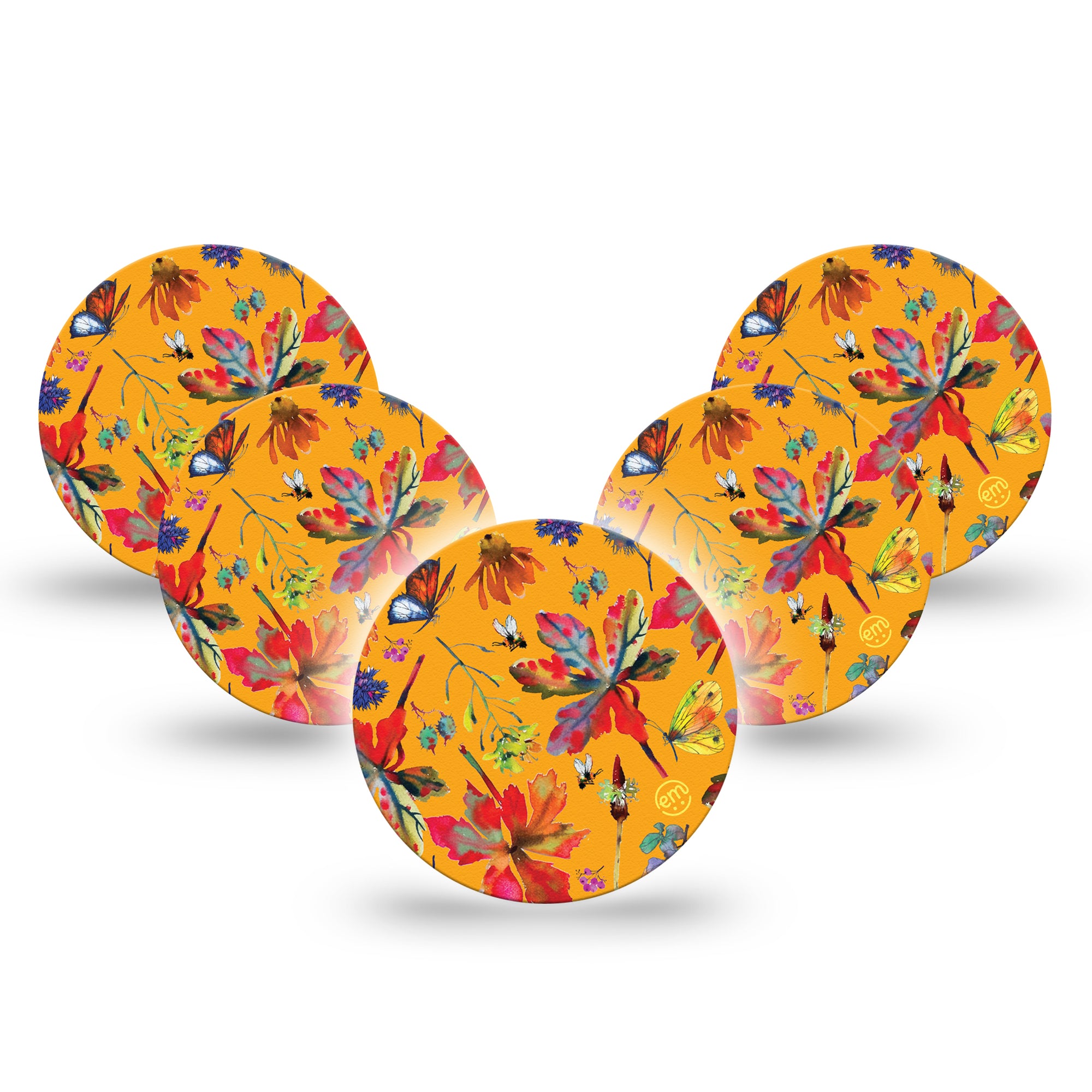 Buzzing Wings Libre 3 Overpatch, 5-Pack, Delicate Butterflies CGM Adhesive Tape Design