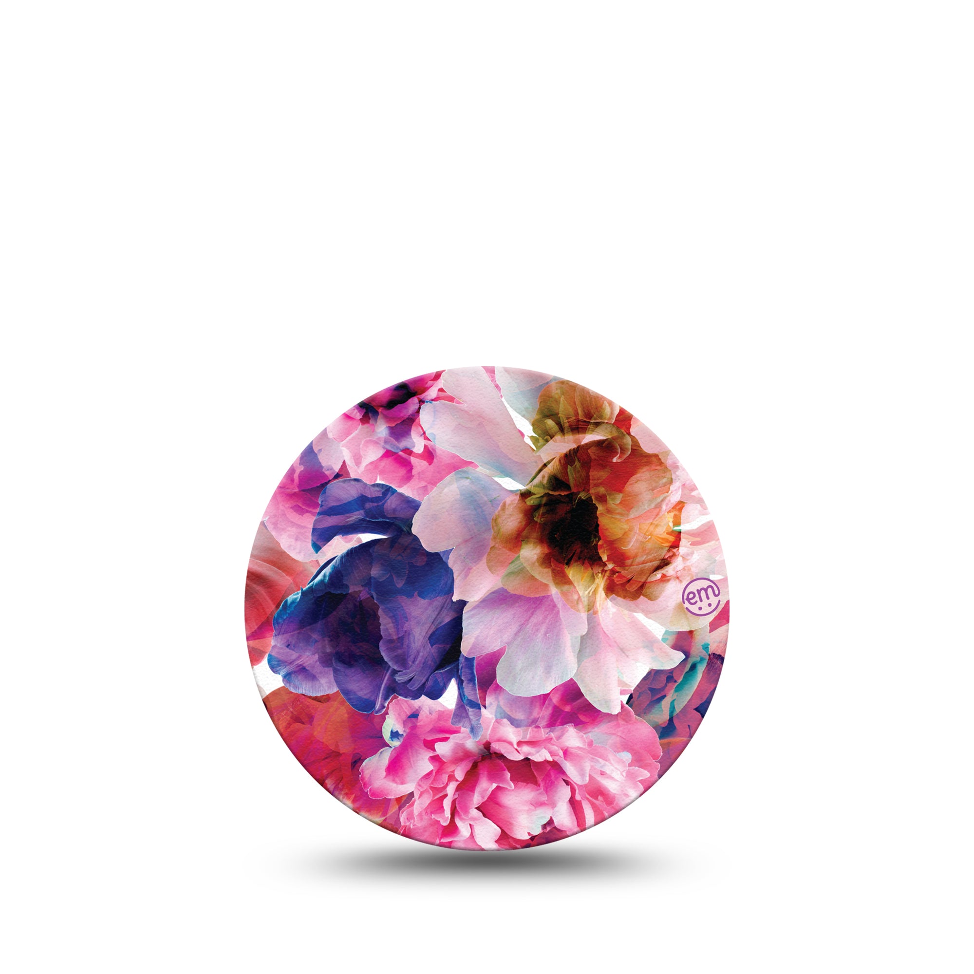 ExpressionMed Vibrant Blooms Libre 3 Overpatch, Single, Vivid Pink and Purple Flowers Inspired, CGM Adhesive Tape Design