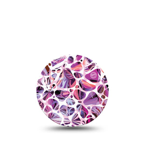 ExpressionMed Purple Pebbles Libre 3 Overpatch, Single, Pretty Purple Stones Themed, CGM Adhesive Tape Design