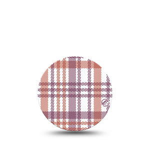 Auburn Plaid Libre 3 Overpatch, Single, Auburn and Purple Plaid CGM Adhesive Tape Design