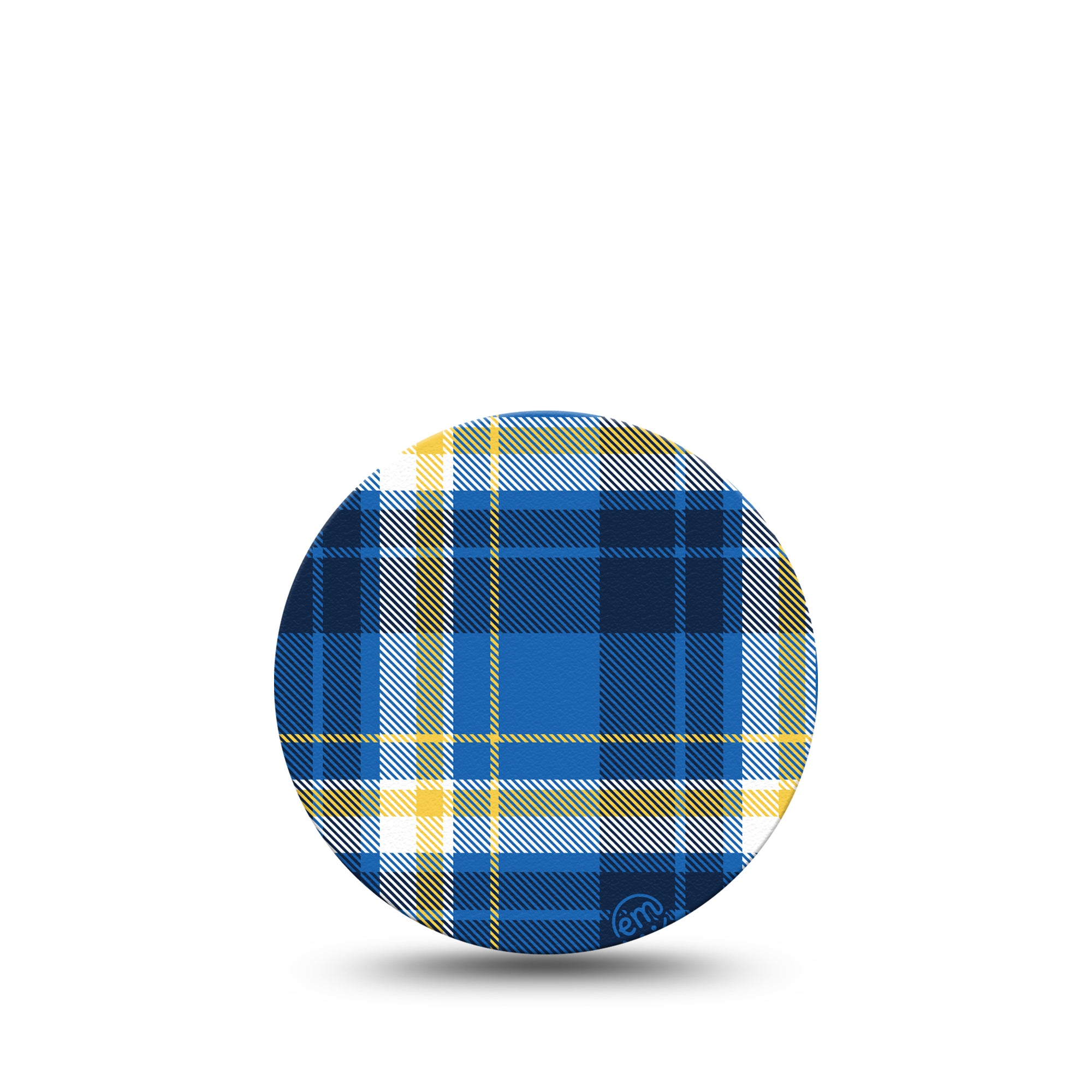 Blue Plaid Libre 3 Overpatch, Single, Shades of Blue and Yellow Plaid CGM Adhesive Tape Design