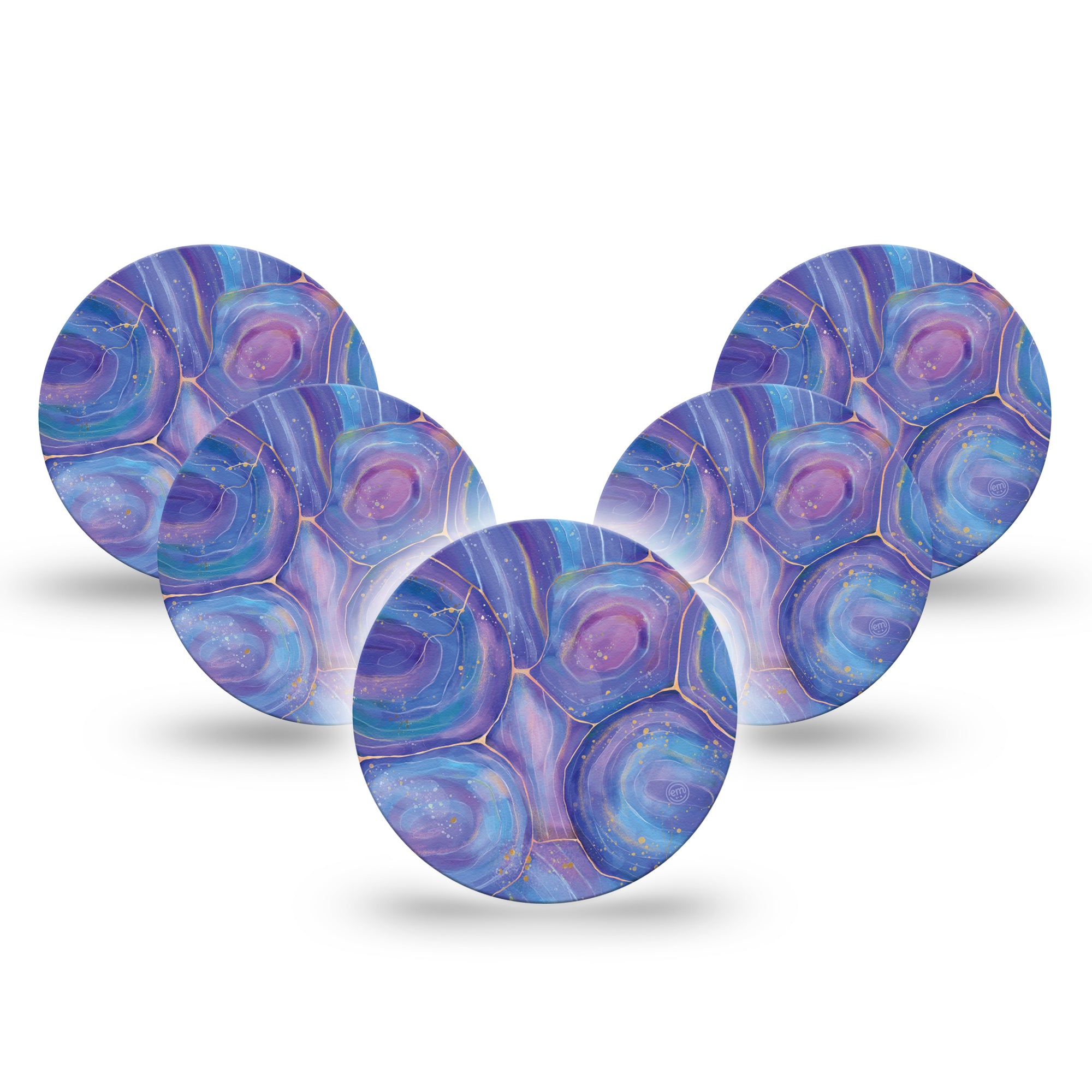 ExpressionMed Purple Agate Libre 3 Overpatch, 5-Pack, Purple Crystal Inspired, CGM Adhesive Tape Design