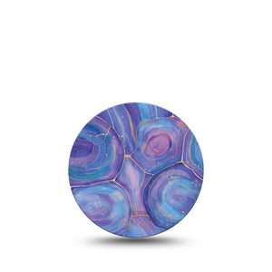 ExpressionMed Purple Agate Libre 3 Overpatch, Single, Layered Purple Crystal Inspired, CGM Adhesive Tape Design