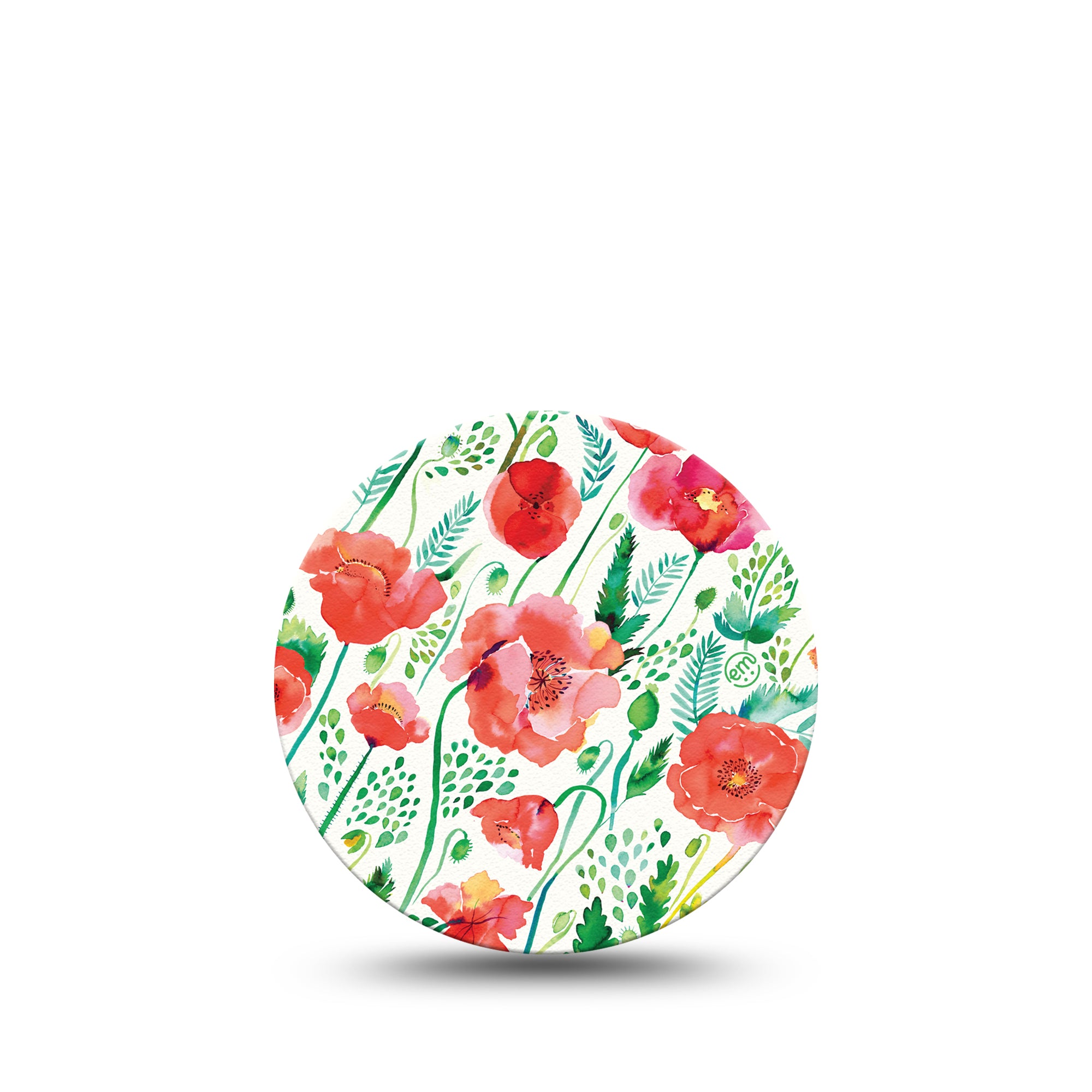 Wild Poppies Libre 3 Overpatch, Single, Red Florals Inspired, CGM Adhesive Patch Design