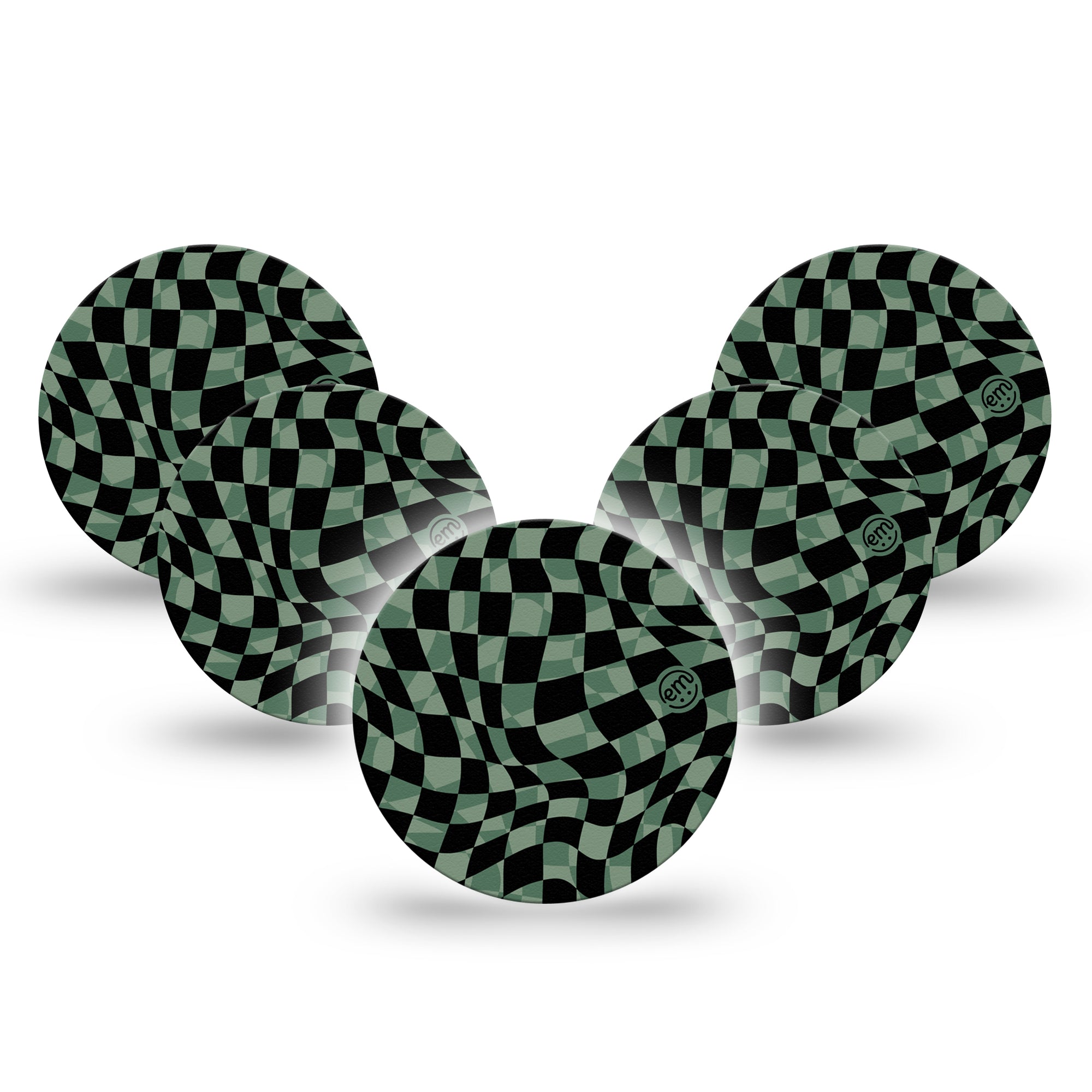 ExpressionMed Green & Black Checkerboard Libre 3 Overpatch, 5-Pack, Multicolored Illusion Themed, CGM, Plaster Patch Design