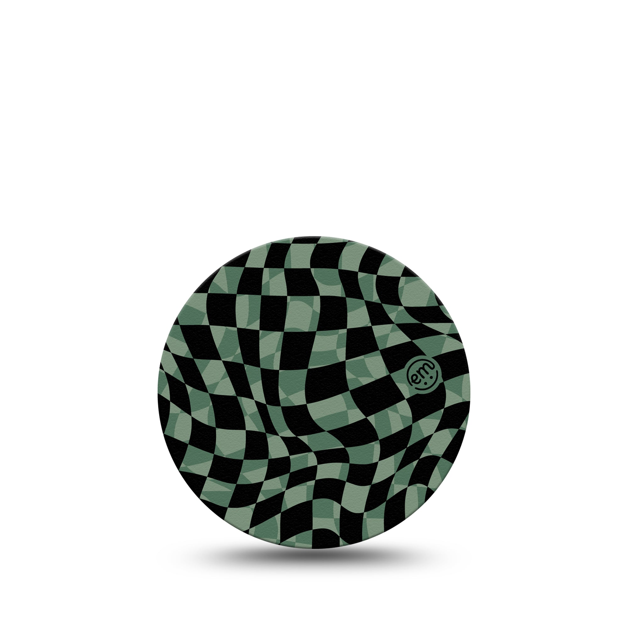 ExpressionMed Green & Black Checkerboard Libre 3 Overpatch, Single, Multicolored Checkers Inspired, CGM, Fixing Ring Patch Design