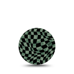 Green & Black Checkerboard Libre 3 Overpatch, Single, Multicolored Checkers Inspired, CGM, Fixing Ring Patch Design