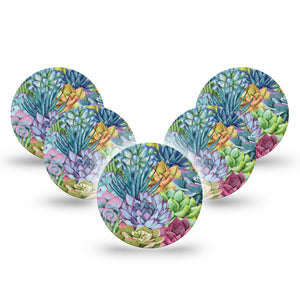 Blue Succulents Libre 3 Overpatch, 5-Pack,  Spring Succulents Themed, CGM, Overlay Tape Design