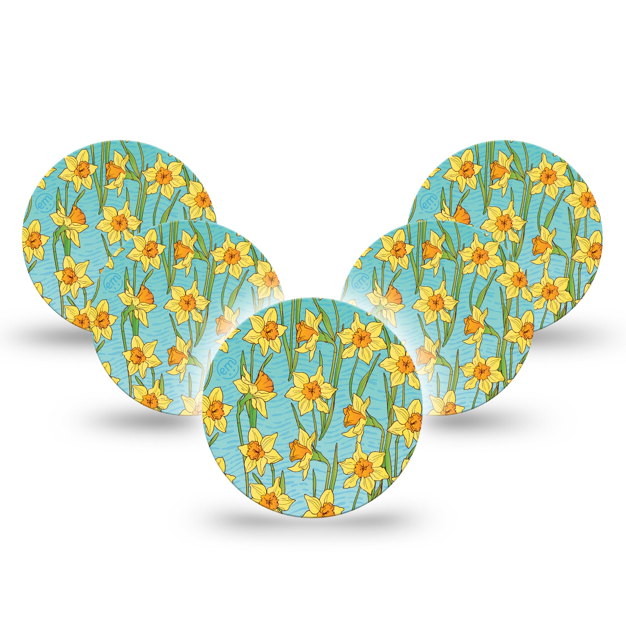 Daffodils Libre 3 Overpatch, 5-Pack, Floral Bulb Inspired, Medtronic Plaster Tape Design