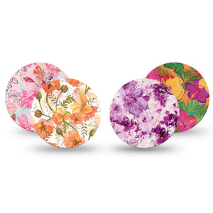 Cheerful Floral Variety Pack Libre 3 Overpatch, 4 - Pack, Garden Inspired CGM Adhesive Tape Design