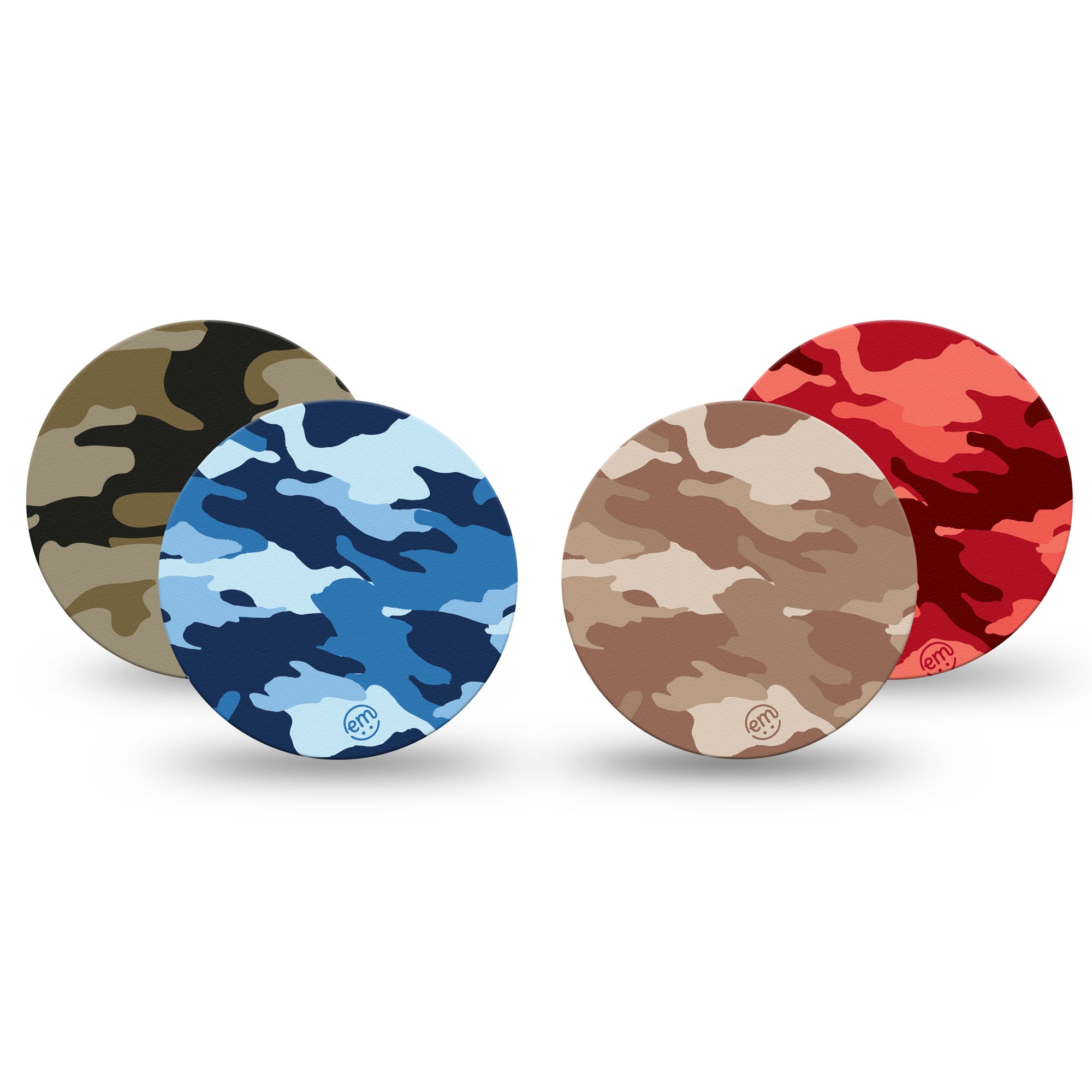 Camouflaged Variety Pack Libre 3 Overpatch, 4-Pack, Camo Variety in Red, Blue, Green and Beige CGM Adhesive Tape Design