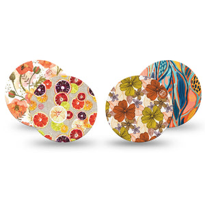OMG Orange Variety Pack Libre 3 Overpatch, 4 - Pack, Citrusy Florals Inspired, CGM Overlay Tape Design