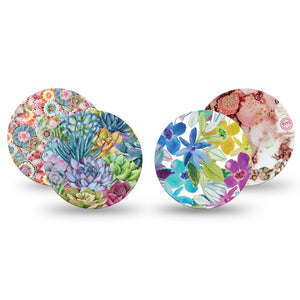 Effervescent Libre 3 Overpatch, 4 - Pack, Amazing Colorful Flowers Themed, CGM Adhesive Tape Design