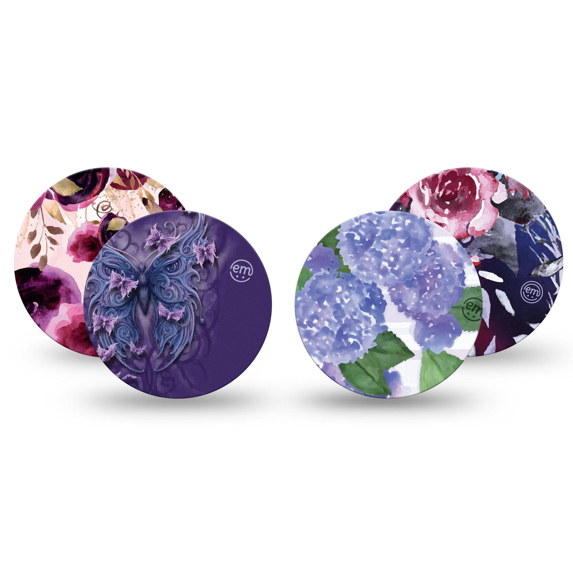 ExpressionMed Purple Petals Variety Pack Libre 3 Overpatch, 4 - Pack, Purple Flowers Inspired CGM Adhesive Tape Design