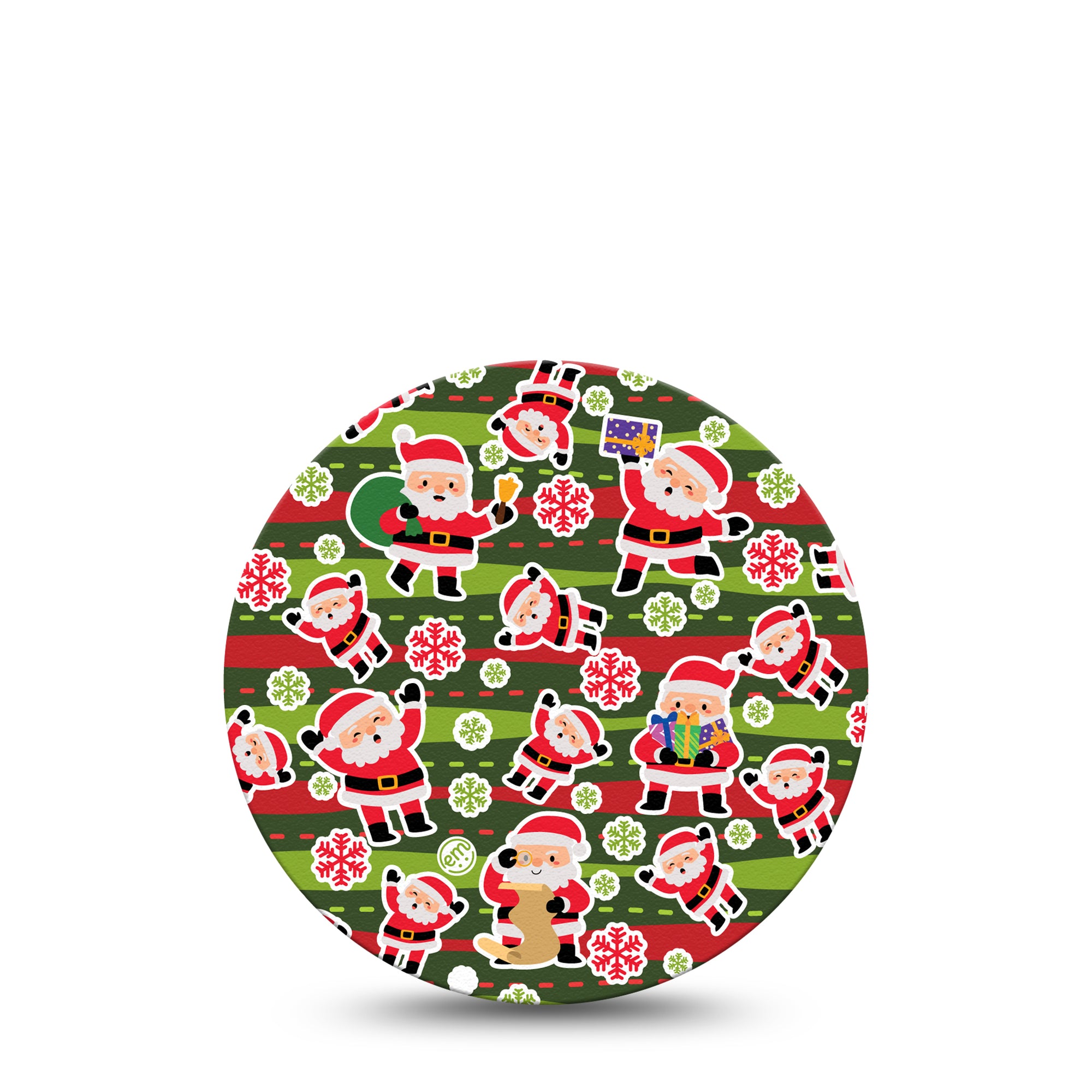 Santa Sticker Bomb Libre 2 Overpatch, Single, Holiday Themed CGM Adhesive Tape Design, Abbott Lingo