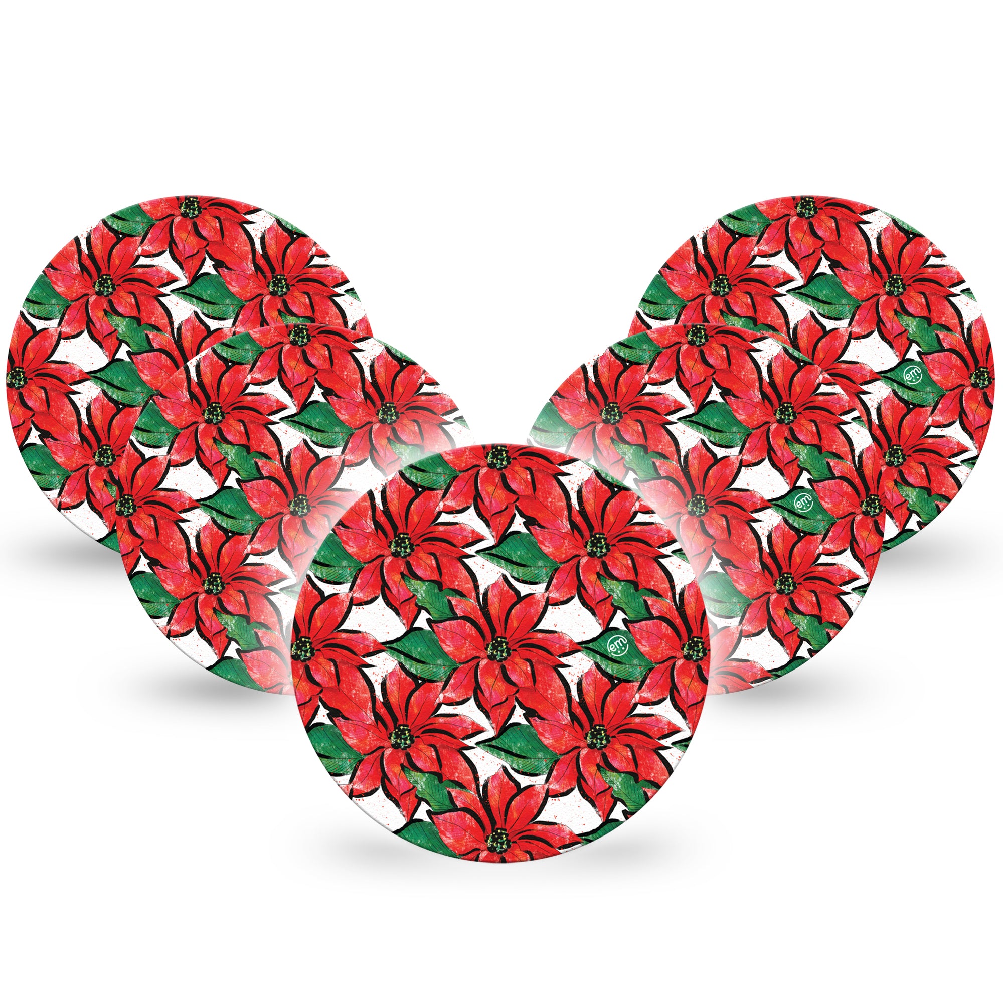 ExpressionMed Poinsettia Libre 2 OverPatch, 5-Pack CGM Adhesive Tape, Holiday Themed Design, Abbott Lingo