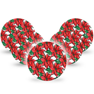 ExpressionMed Poinsettia Libre 2 OverPatch, 5-Pack CGM Adhesive Tape, Holiday Themed Design, Abbott Lingo