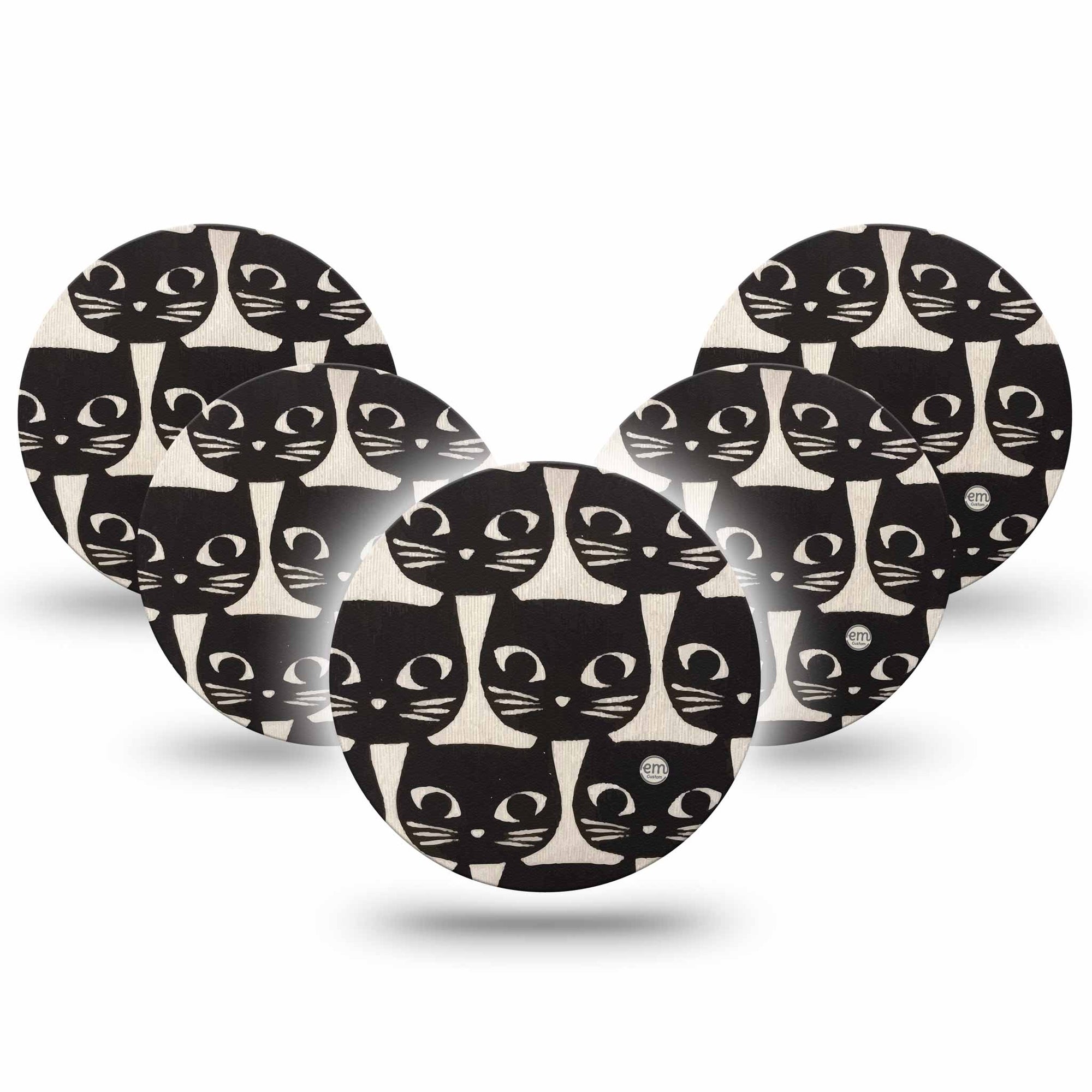 ExpressionMed Black Cats 5-Pack Libre 2 overpatch repeating kitten CGM Plaster Overlay Design 
