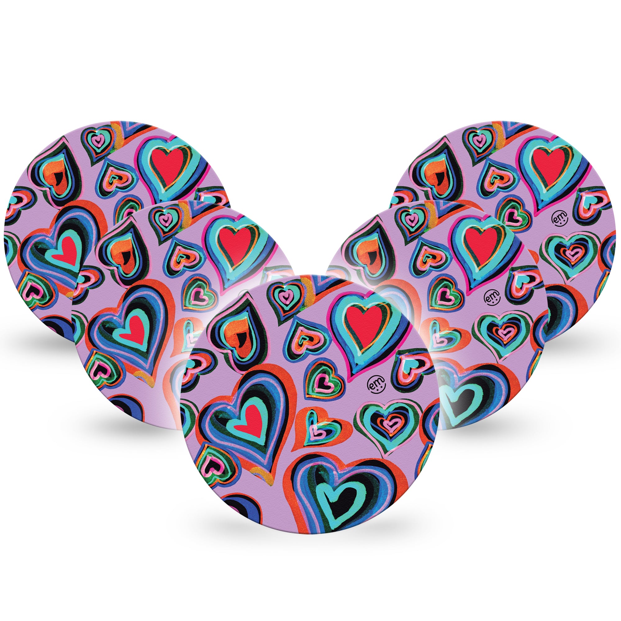 ExpressionMed Neon Hearts Dexcom G7 OverPatch, Abbott Lingo, 5-Pack, Neon Heart Valentines Day Desgn Overlay Tape